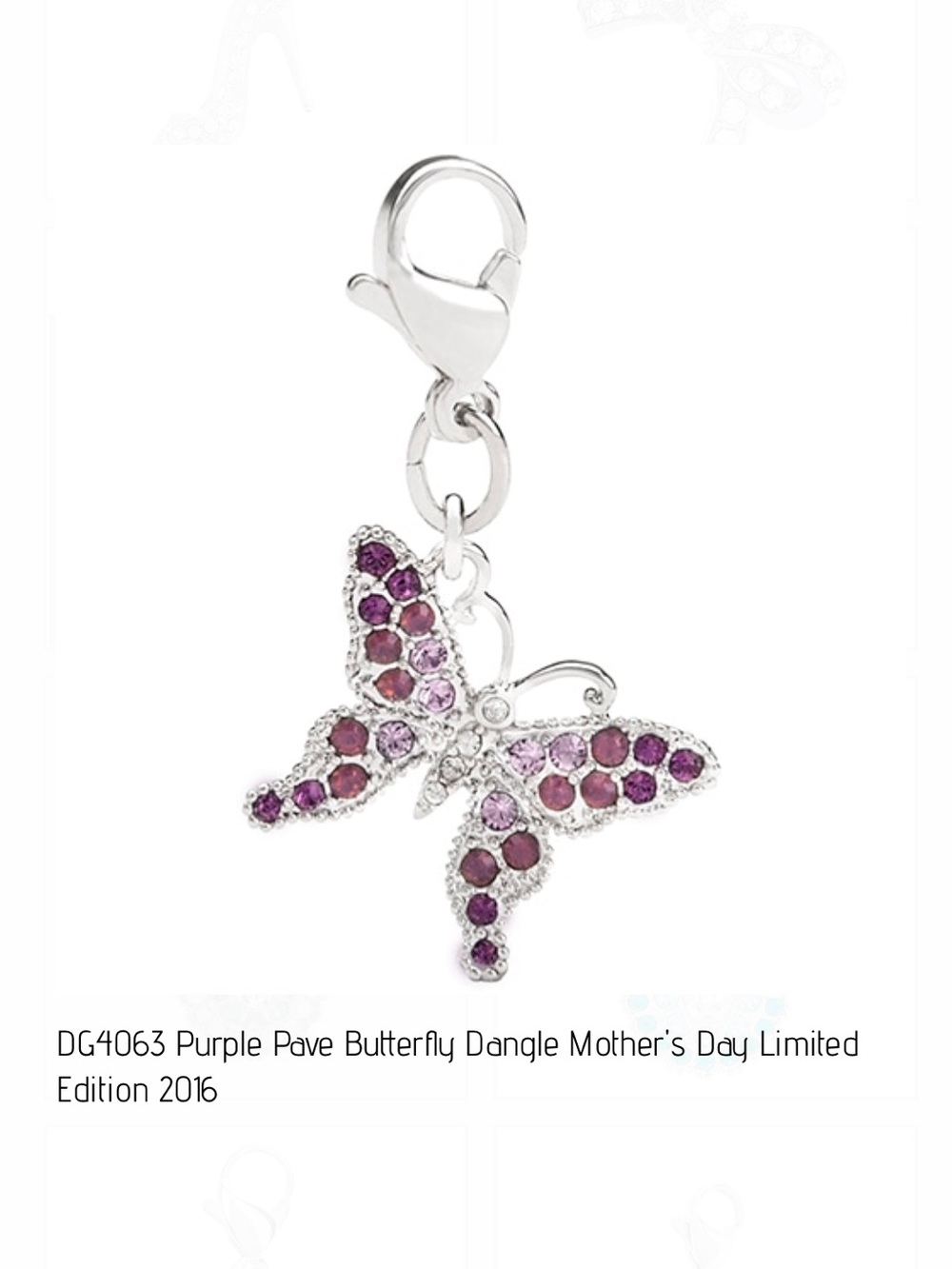 Origami Owl purple pave butterfly dangle